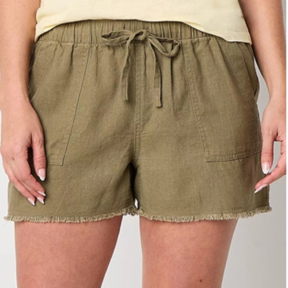 A.N.A XL Olive Green Women's‎ Casual Shorts Linen